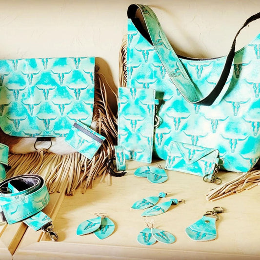 Turquoise Steer Head Leather Belt Buckle