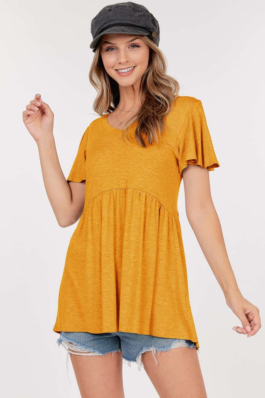 V-Neck Baby Doll Tunic Top