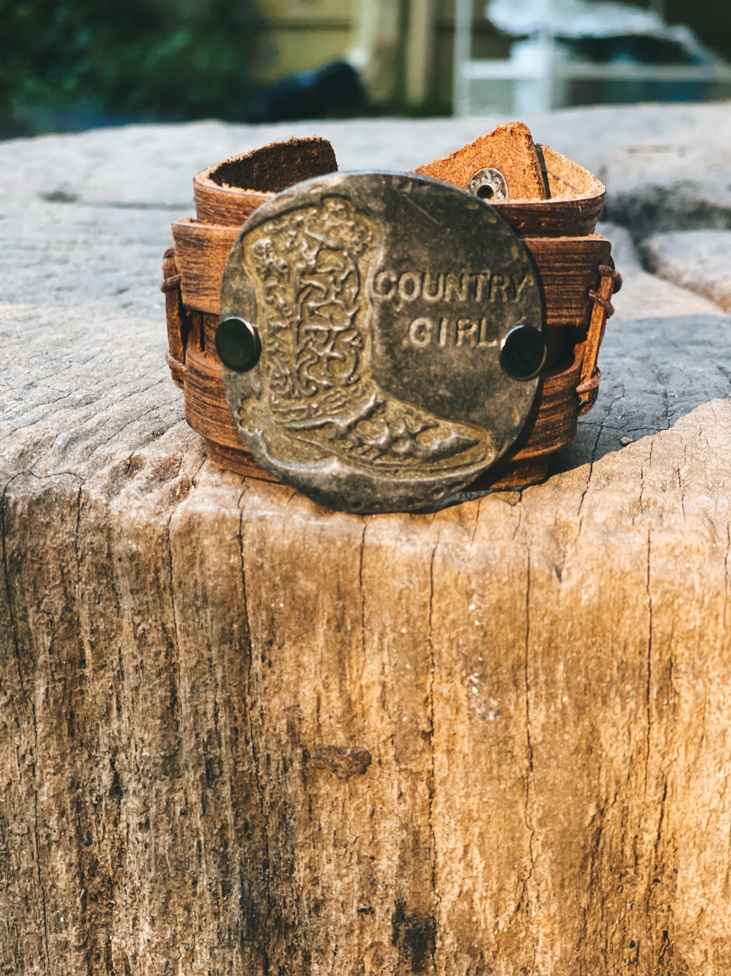 Molten Metal Country Girl Distressed Leather Cuff