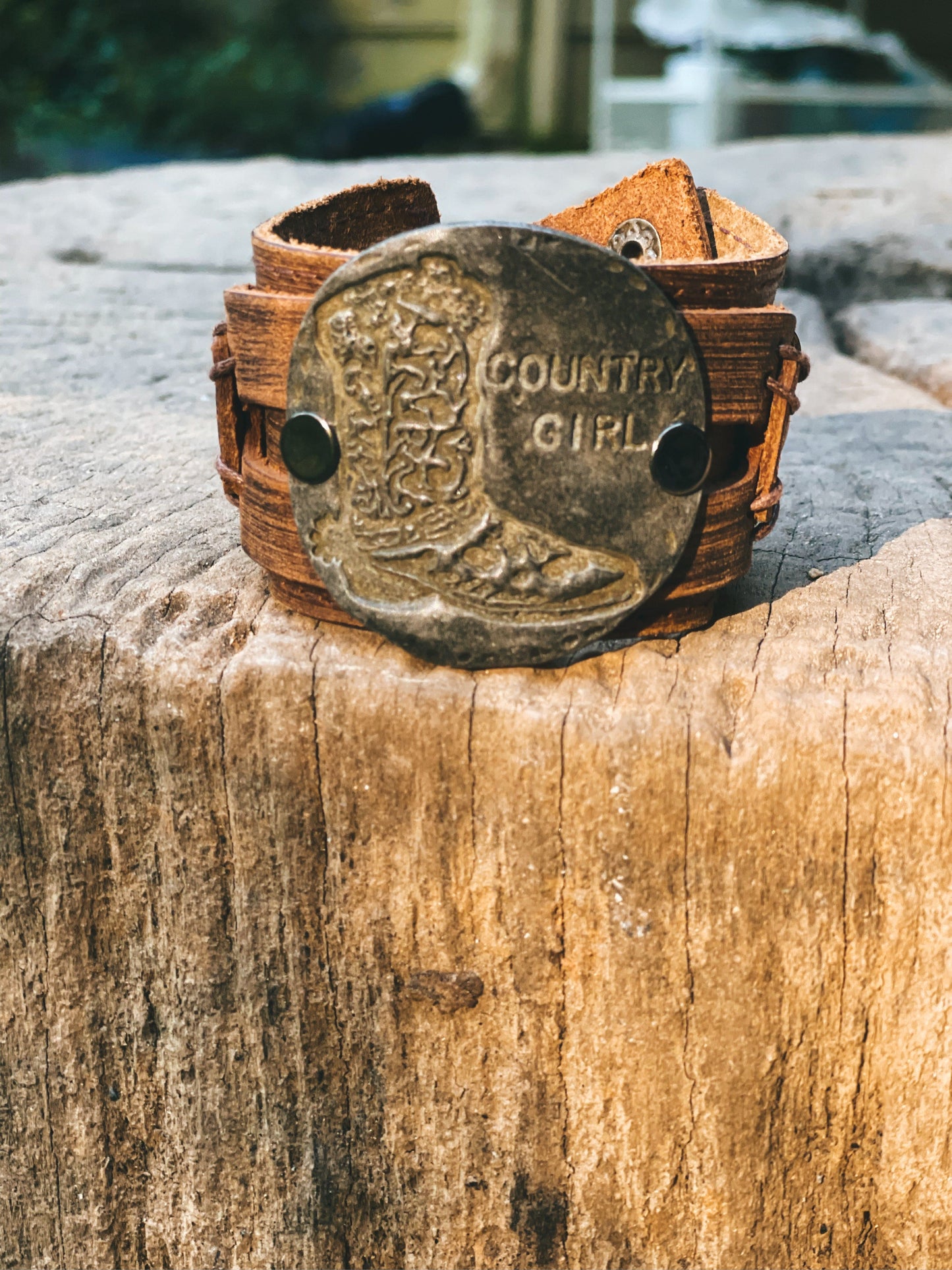 Molten Metal Country Girl Distressed Leather Cuff