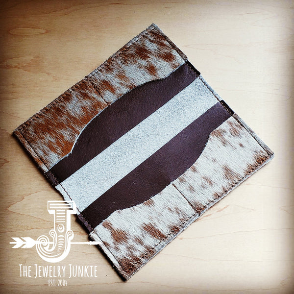 Hair-on-Hide Leather Wallet-Spotted Brindle - Amethyst & Opal