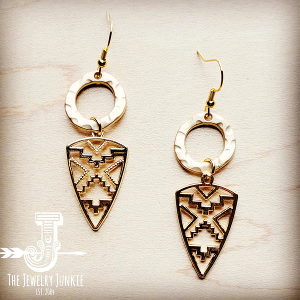 GOLD ARROW EARRINGS - Amethyst & Opal