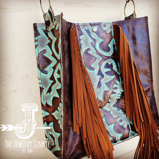 Hair on Hide Box Handbag w/ Turquoise Laredo Side Accents and Strap - Amethyst & Opal