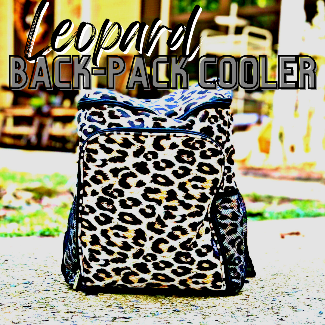 Leopard Back-Pack Cooler (WATER-TIGHT WITH STORAGE!) - Amethyst & Opal