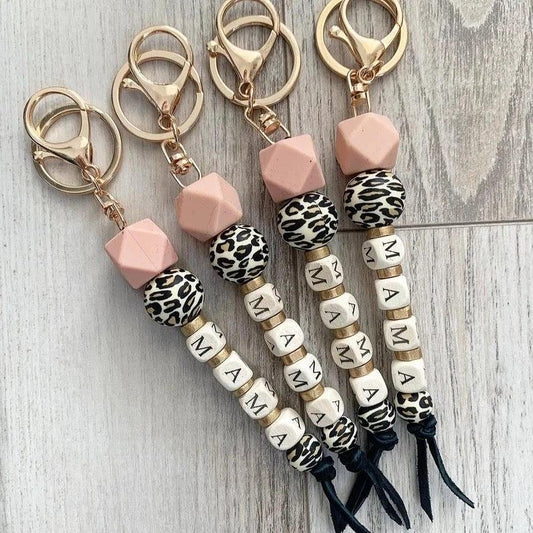 Leopard Beaded Mama Keychain | Sister Keychain | Best Family Gifts | Nana Gift