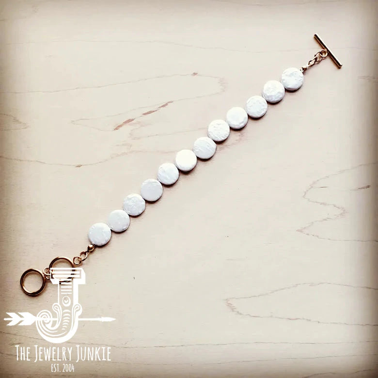 Freshwater Pearl Gold Coin Bracelet - Amethyst & Opal