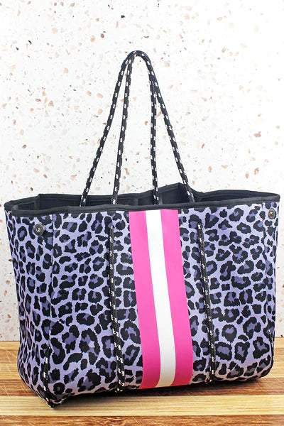 THE CHLOE NEOPRENE TOTE WITH DETACHABLE WRISTLET POUCH - Amethyst & Opal