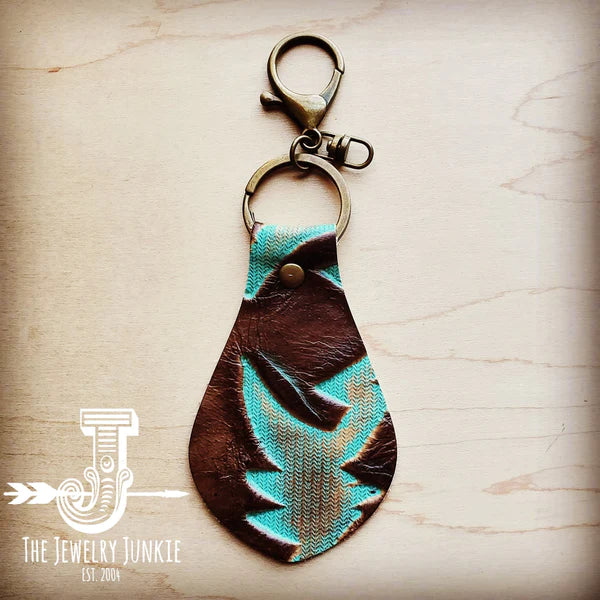 Authentic Leather Keychain Turquoise Laredo