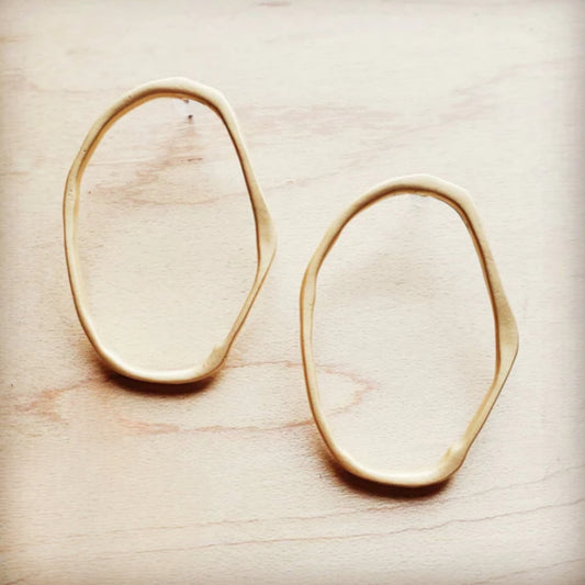MATTE GOLD HOOP EARRINGS - Amethyst & Opal