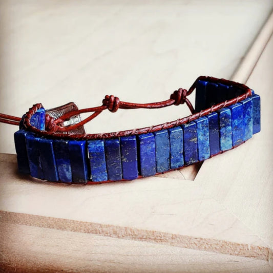 Stacked Stone Bracelet-Blue Lapis - Amethyst & Opal