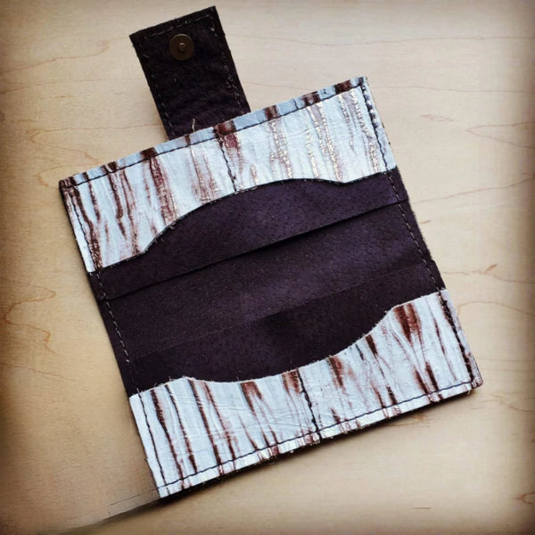 Embossed Leather Wallet in White Chateau with Snap Closure - Amethyst & Opal