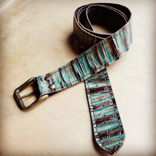 Turquoise Chateau Genuine Leather Belt - Amethyst & Opal