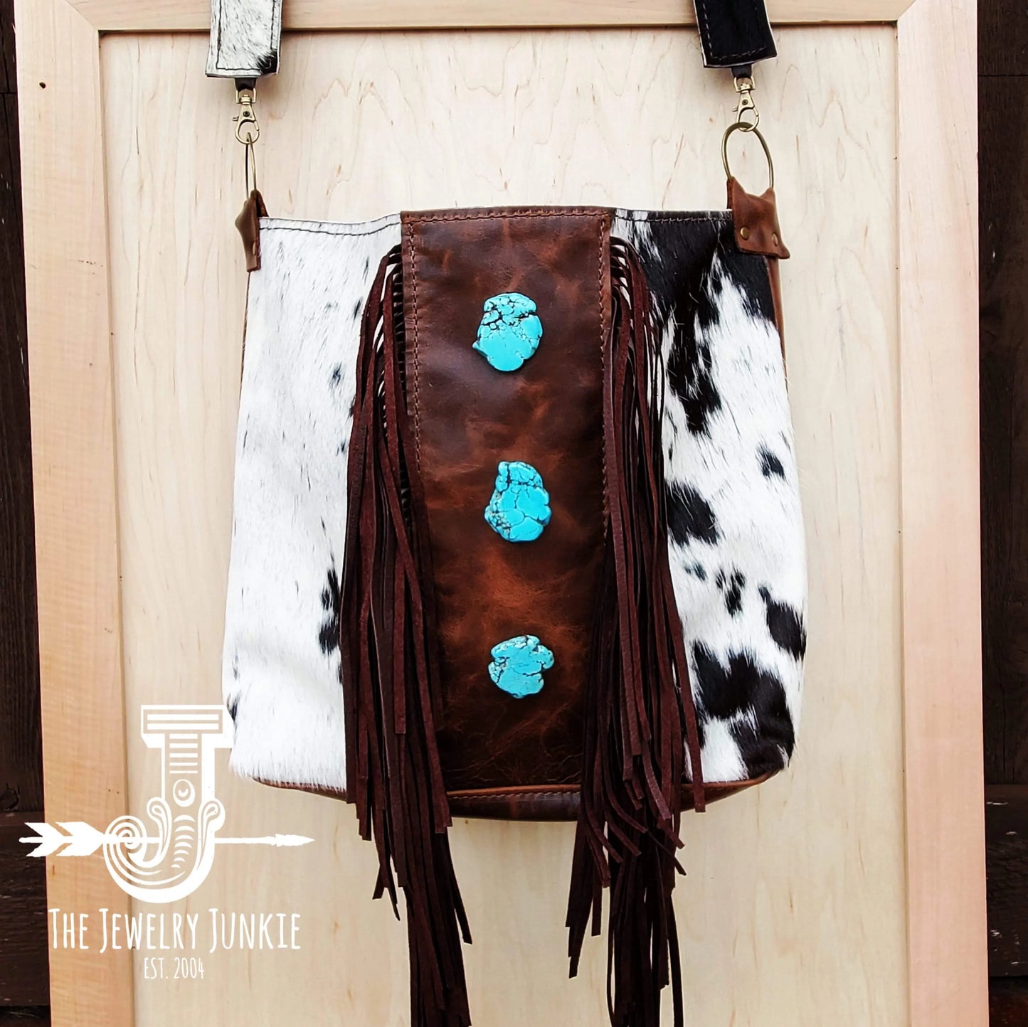 Women's Tejas Leather Fringe Handbag | Best Women's Leather Handbag | Women's Leather & Turquoise Handbag