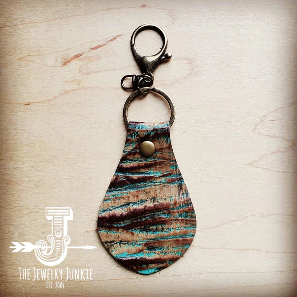 Authentic Leather Keychain TURQUOISE CHATEAU - Amethyst & Opal
