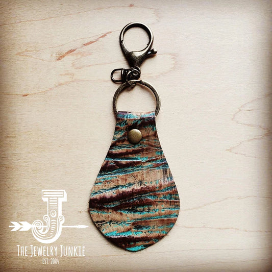 Authentic Leather Keychain TURQUOISE CHATEAU - Amethyst & Opal