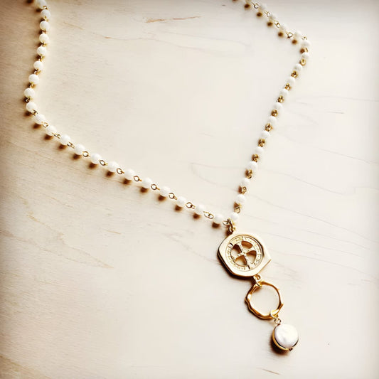 Pearl Necklace with Freshwater Pearl Medallion