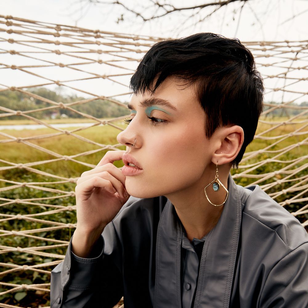 Vector Earring | Women's Labradorite Earrings | Best Women's Earrings