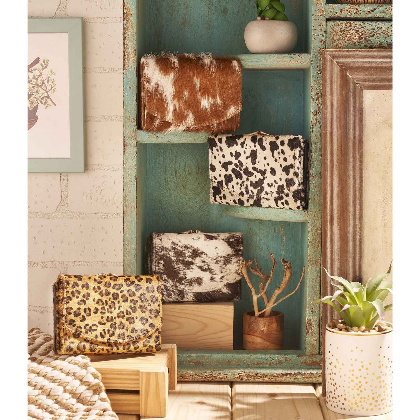 Tan Cow Patterned Leather Wallet by Myra Bag