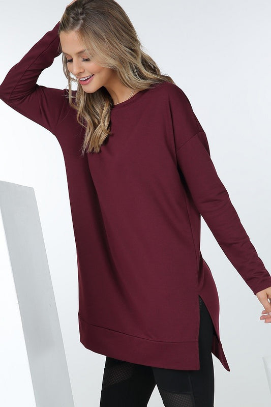 French Terry Long Sleeve Tunic Top