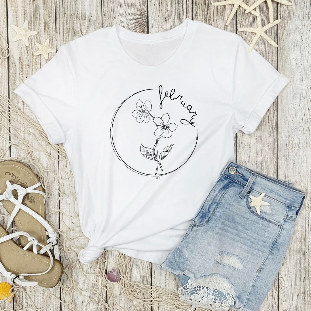 Birth Month Flower Short Sleeved Tee