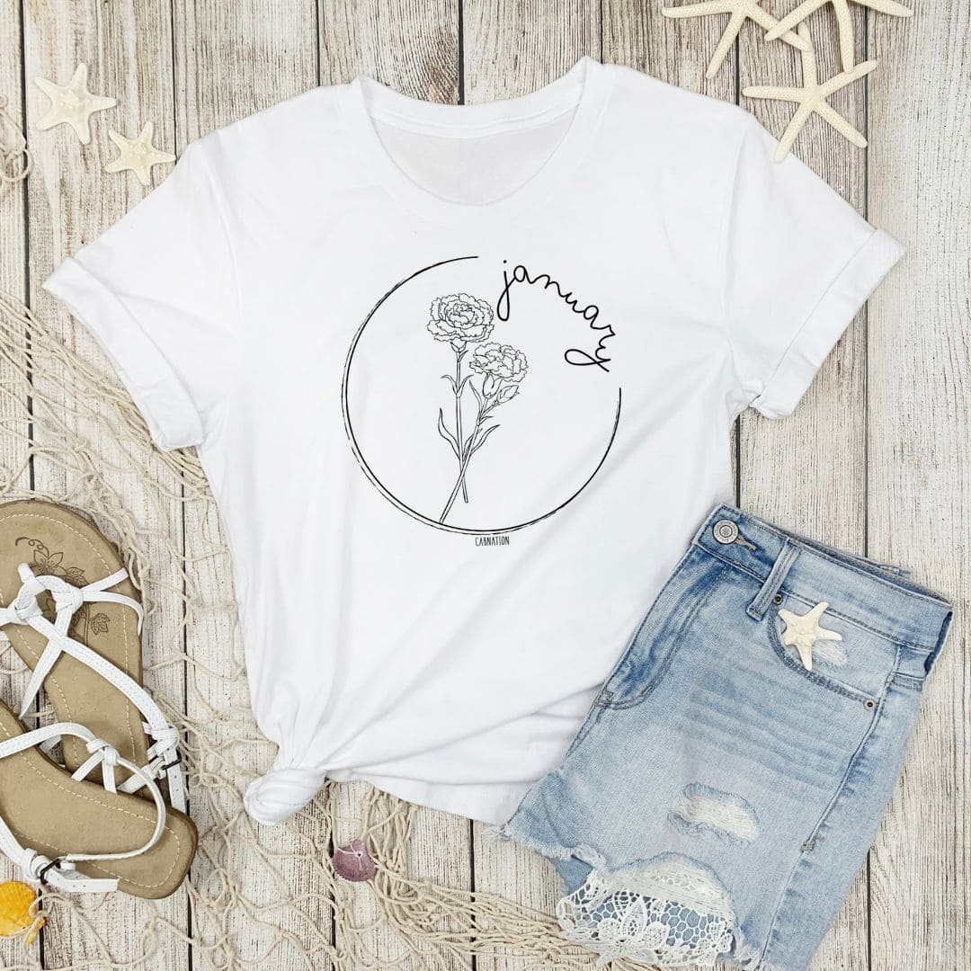 Birth Month Flower Short Sleeved Tee