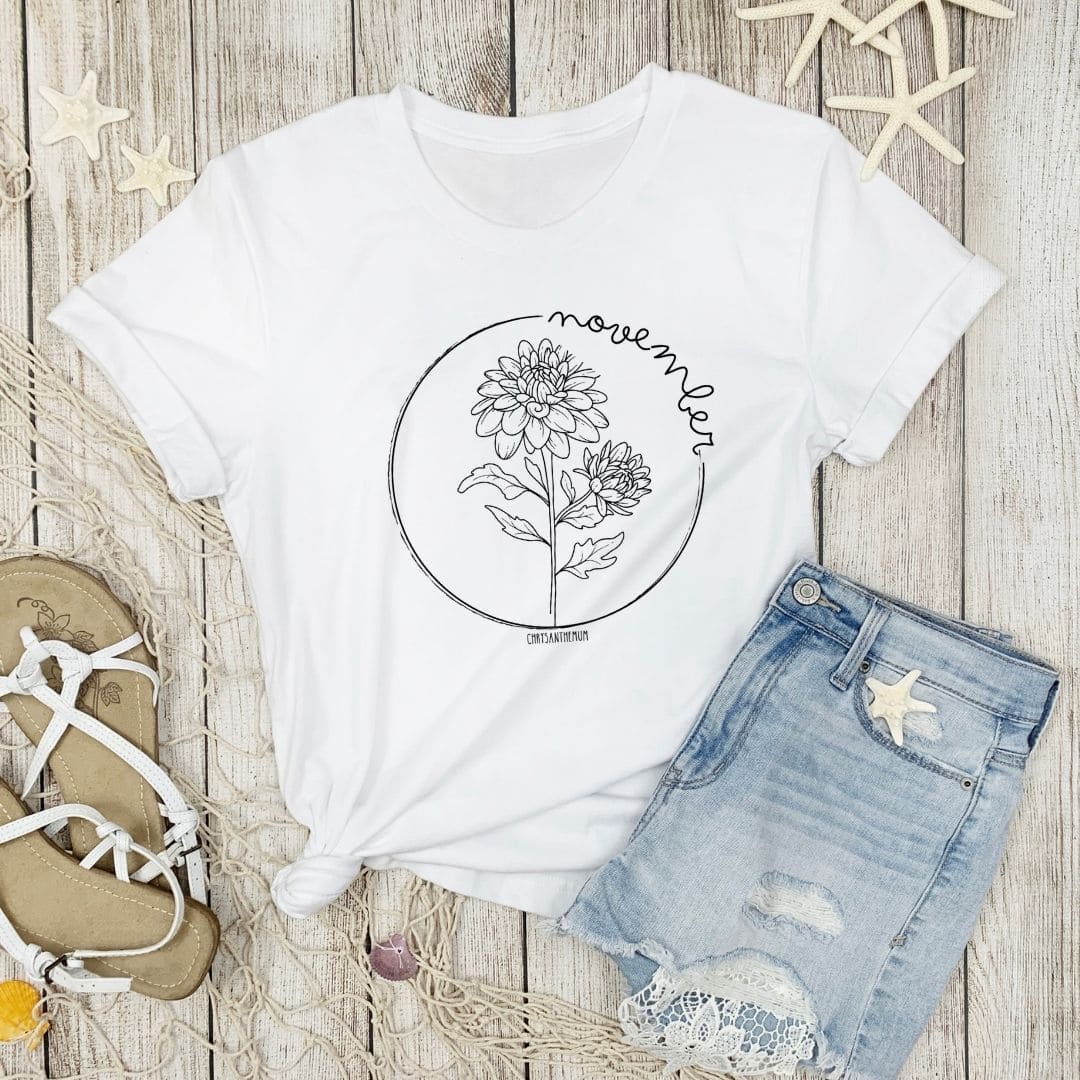 Birth Month Flower Short Sleeved Tee