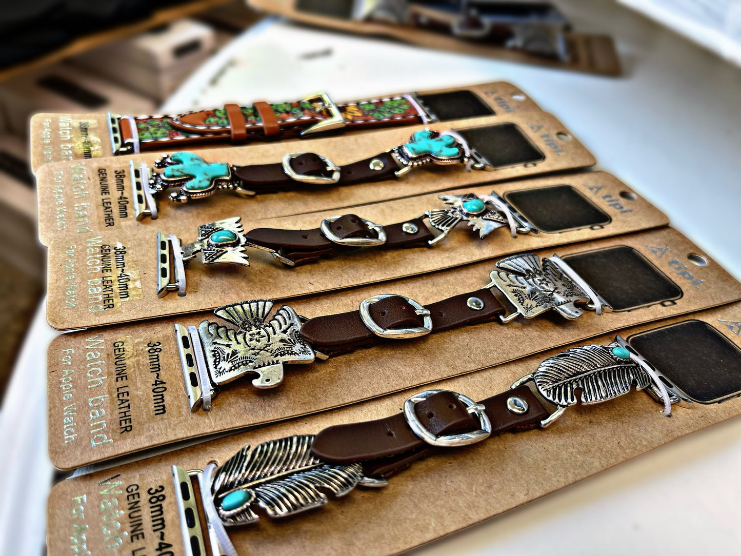 Cactus Tooled Leather Apple Watch Band