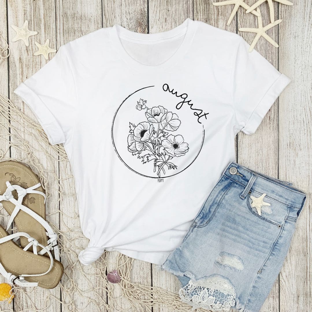 Birth Month Flower Short Sleeved Tee