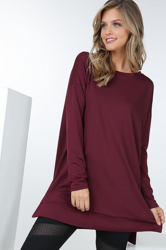 French Terry Long Sleeve Tunic Top