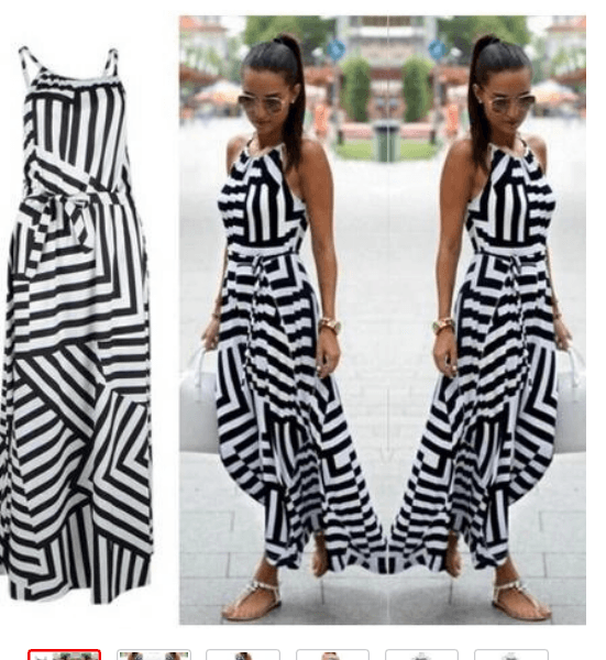 Black and White Stripe Maxi Dress – Amethyst & Opal
