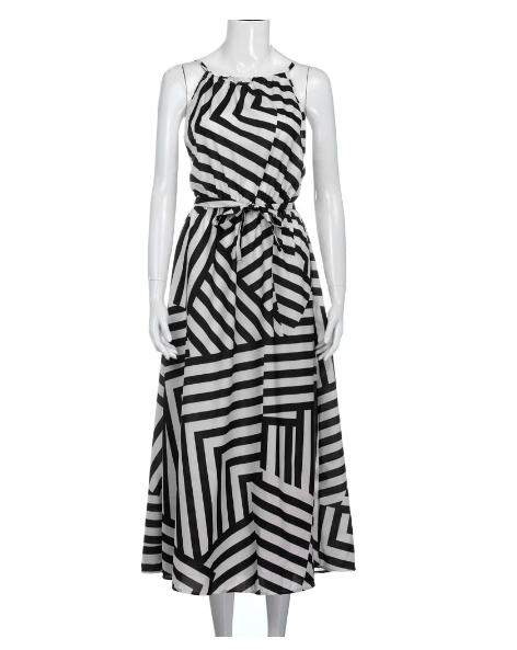 Black and White Stripe Maxi Dress – Amethyst & Opal