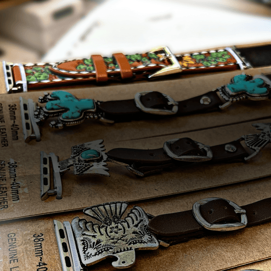 Cactus Tooled Leather Apple Watch Band