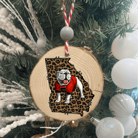 Georgia Bulldog Solid Wood Round Ornament