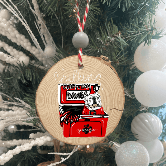 Georgia Bulldog Solid Wood Round Ornament