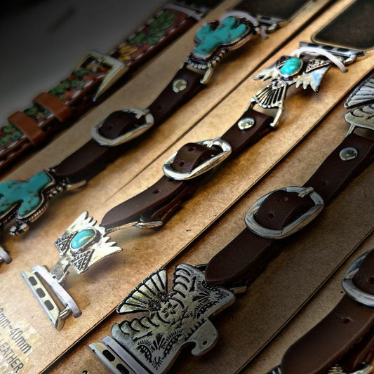 Turquoise Accent Thunderbird Leather Apple Watch Band