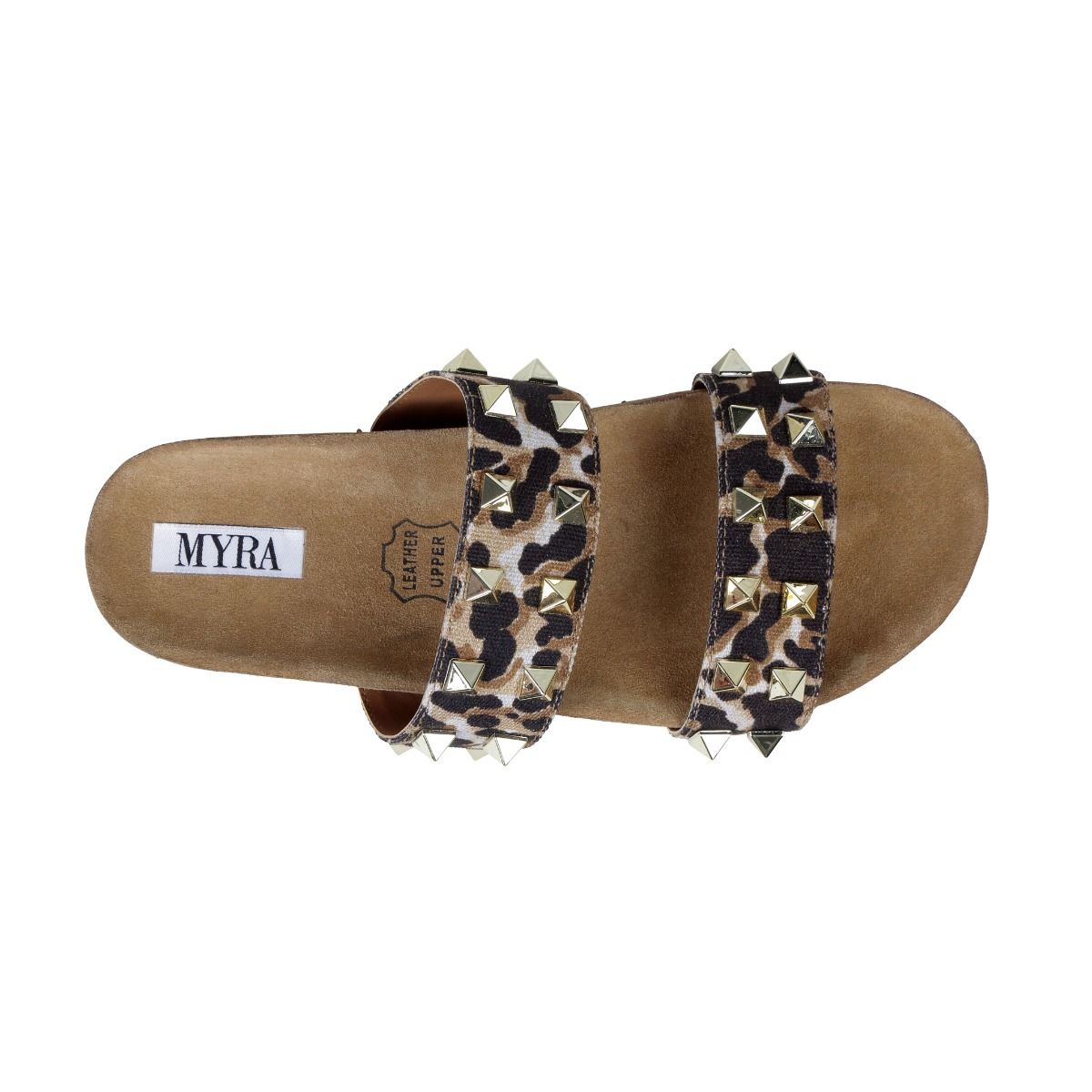 Leopard Studded Sandals by Myra Bag