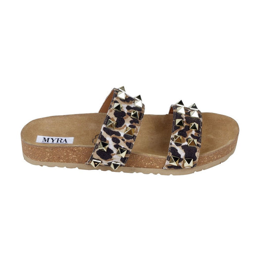Leopard Studded Sandals by Myra Bag