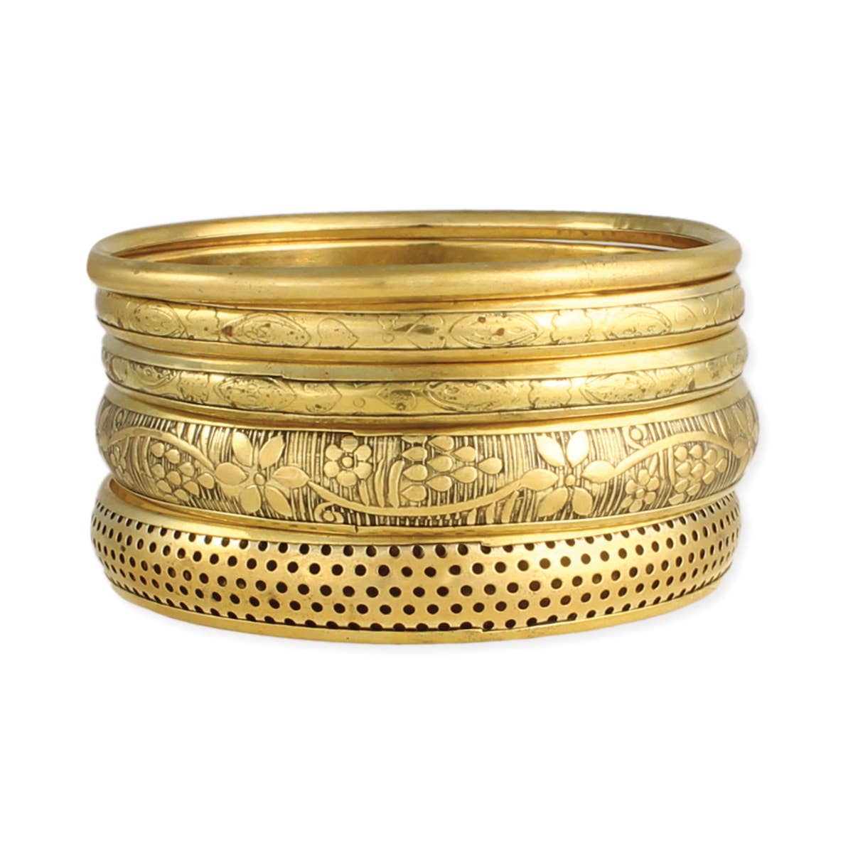 Victorian Vintage Gold Bangle - Set of 5