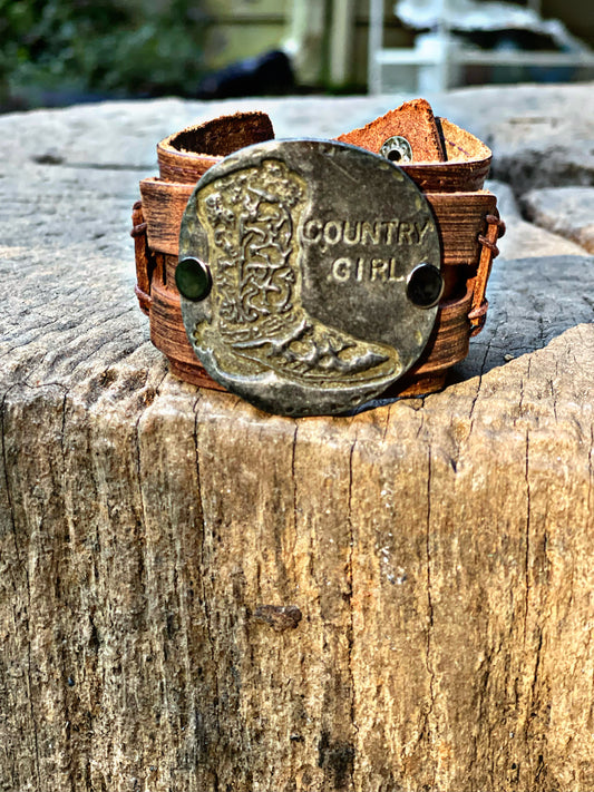 Molten Metal Country Girl Distressed Leather Cuff