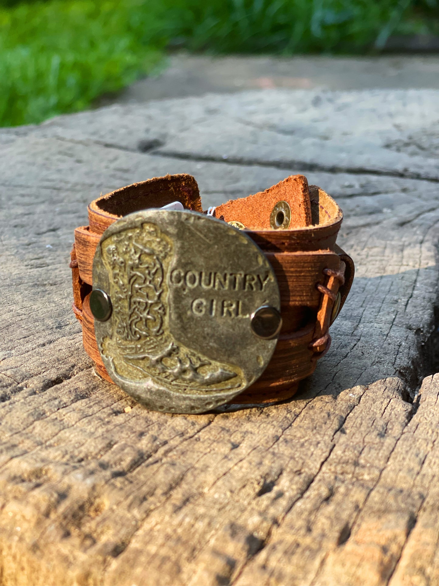Molten Metal Country Girl Distressed Leather Cuff
