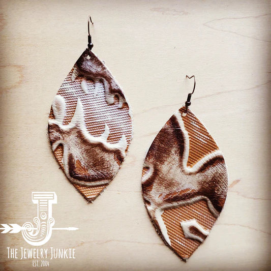 Leather Oval Earrings in Sienna Laredo