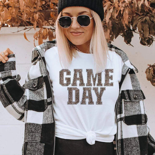 GAMEDAY LEOPARD PRINT TEE - Amethyst & Opal 