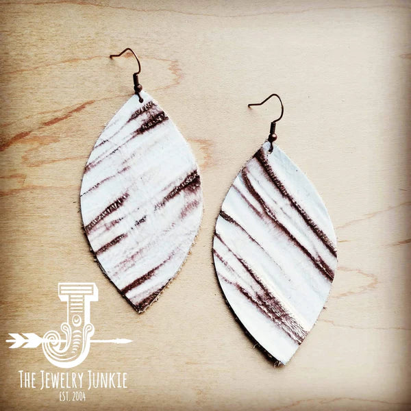 Leather Oval Earring-White Chateau