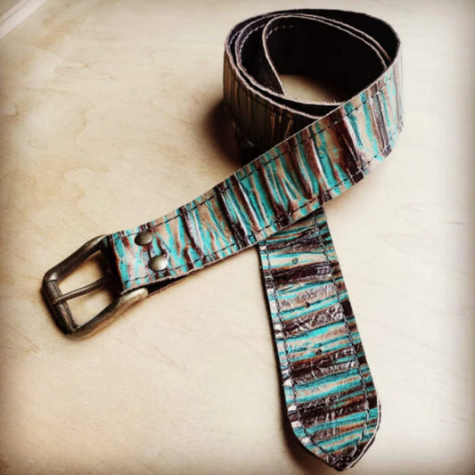 Turquoise Chateau Genuine Leather Belt - Amethyst & Opal 