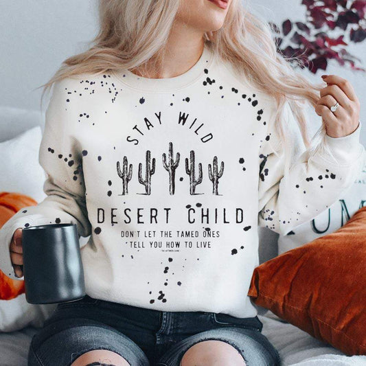 STAY WILD DESERT CHILD PAINTED SWEATSHIRT - Amethyst & Opal 