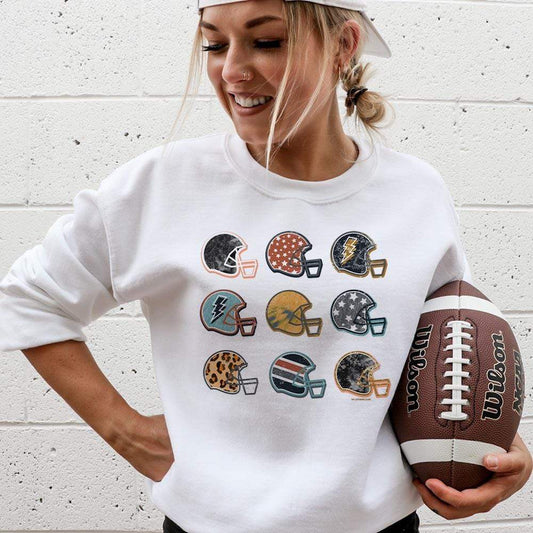 Fall Football Helmet Fleece-Lined Sweatshirts
