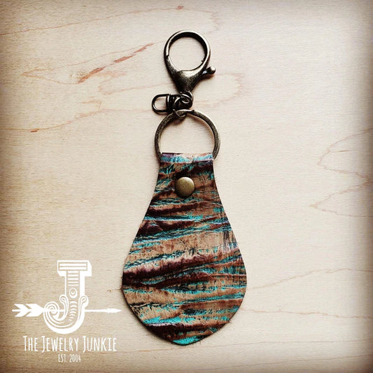 Authentic Leather Keychain TURQUOISE CHATEAU - Amethyst & Opal 
