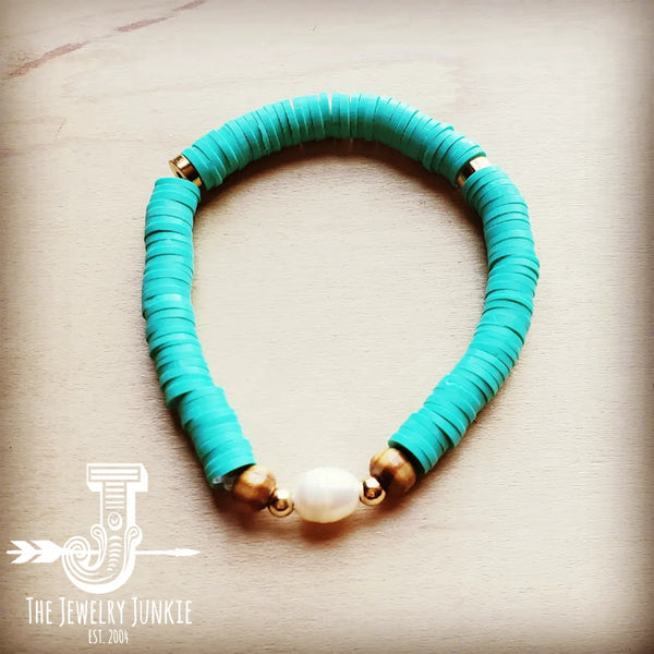 Bracelet Bar-Turquoise and Pearl Stretch Bracelet - Amethyst & Opal 