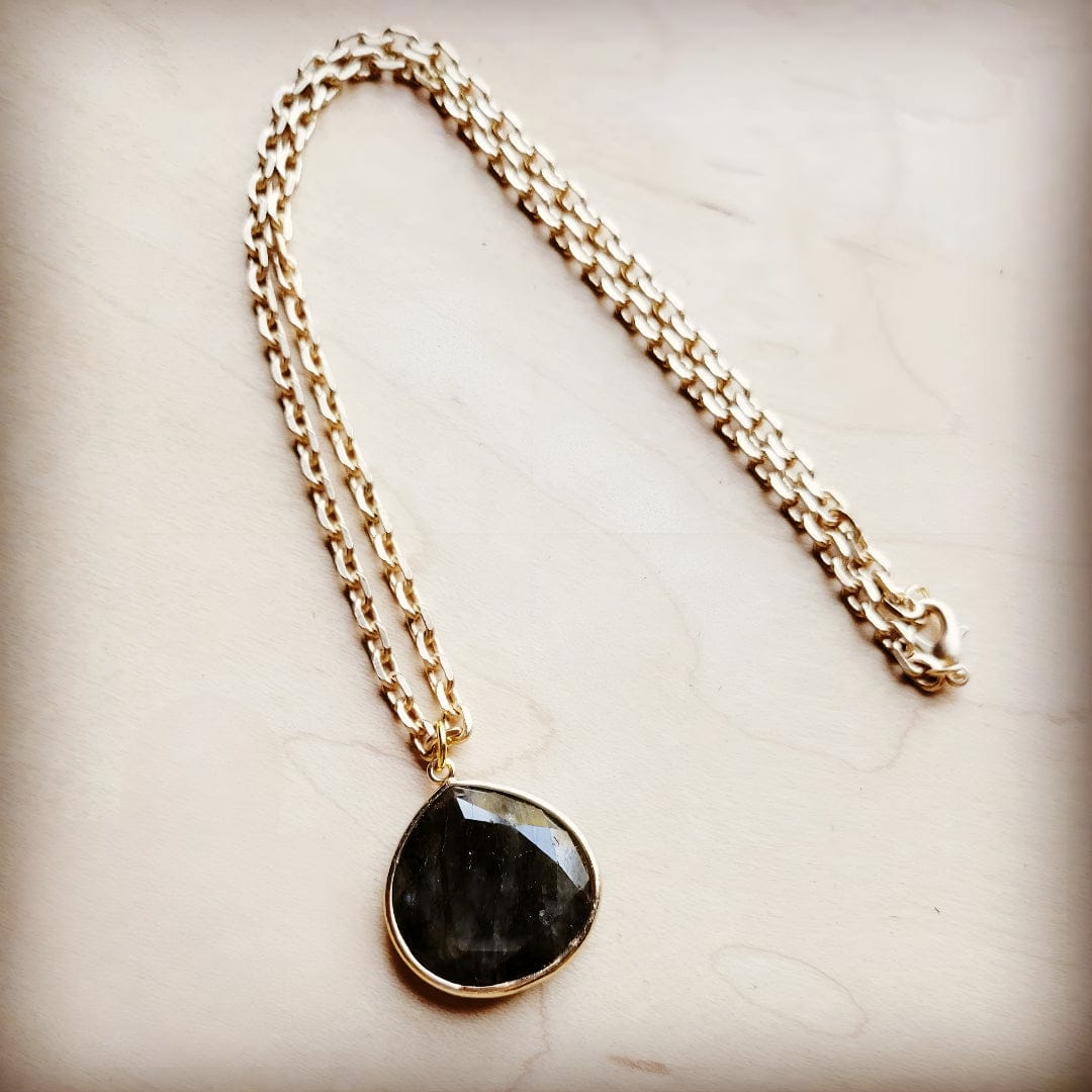 Gold Necklace w/ Labradorite Pendant