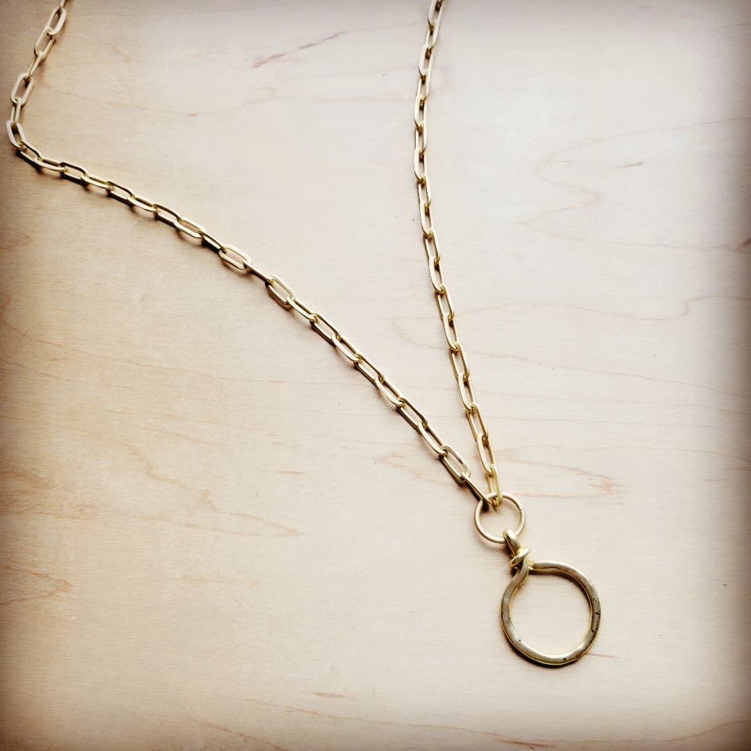Matte Gold Necklace w/ Matte Gold Circle Pendant